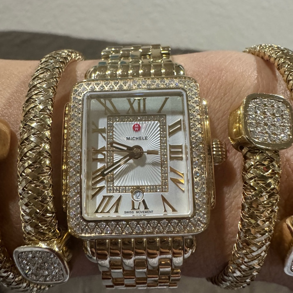 Dazzling MICHELE Deco Diamond Bezel Watch – .60 CTW – Ref. MWW06G000003 - Picture 13 of 17
